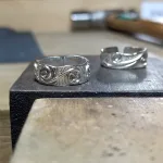 First-time jewelry students crafted these two silver rings during the workshop